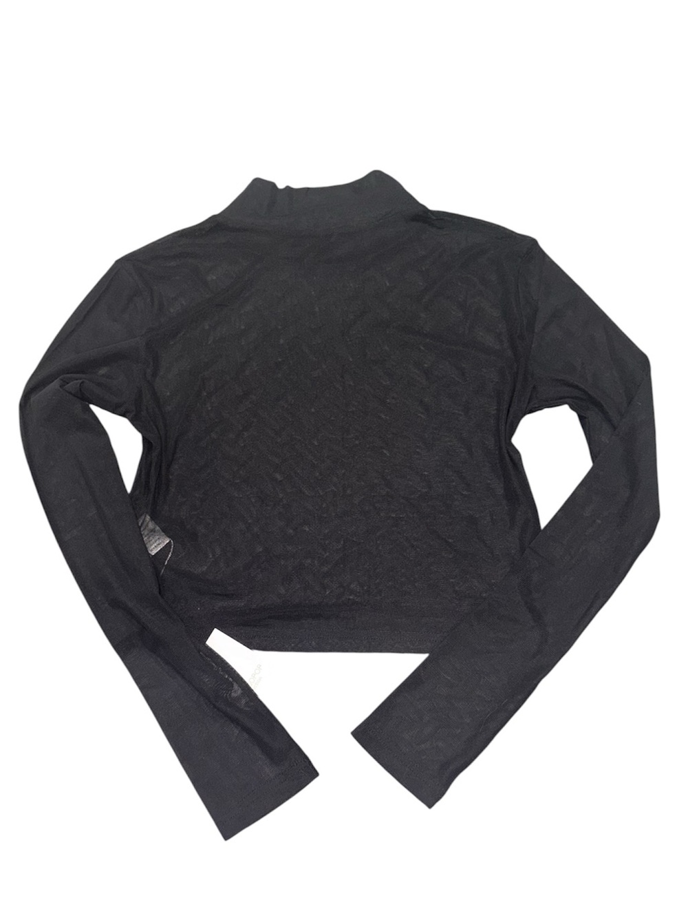 Mangopop Black Women’s Long Sleeve Mock Mesh Neck Top Festival Y2K Size L NWT